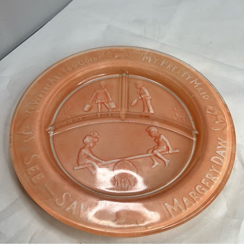 1930’s Margery Daw vintage child’s plate- dusty pink - Picture 5 of 8